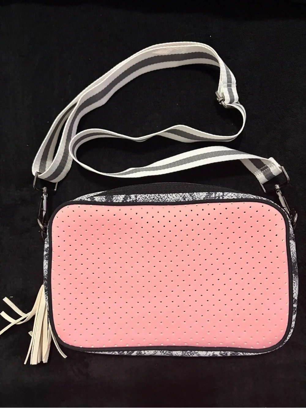 Snake print and pink handbag